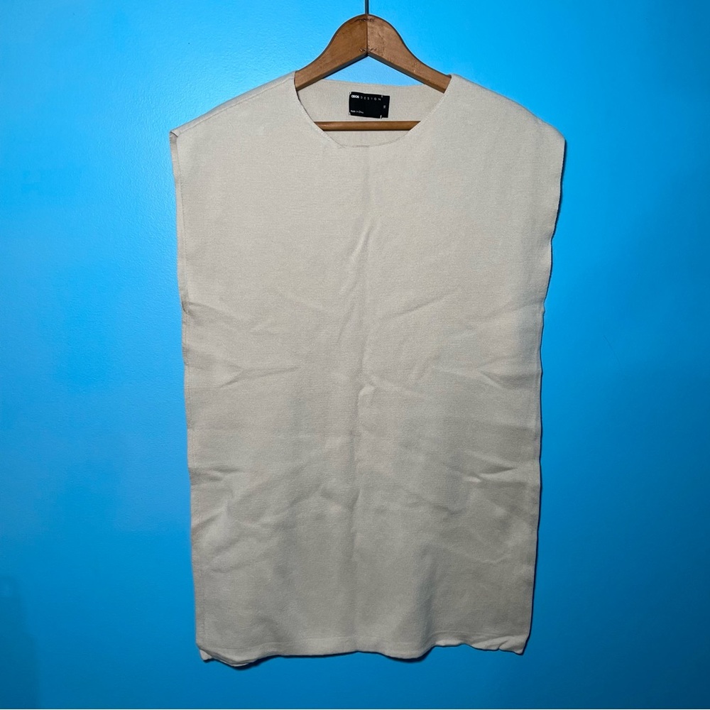 ASOS Cream Tan Knit Oversized Sleeveless Sweater Vest Lagenlook